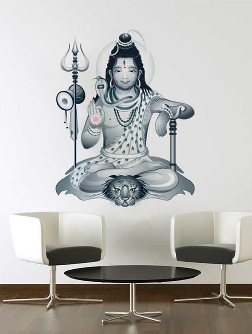 Rawpockets Wall Decals ' Lord Shiva Wall Sticker ' Wall stickers (PVC Vinyl) Multicolour - 15733268 - Standard Image - 1