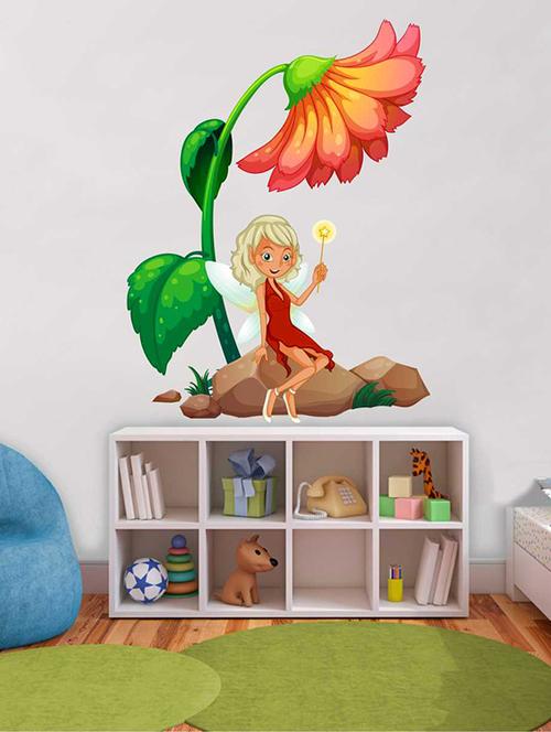 Rawpockets Wall Decals ' Angel n Flower Wall Sticker ' Wall stickers (PVC Vinyl) Multicolour - 15733270 - Standard Image - 1