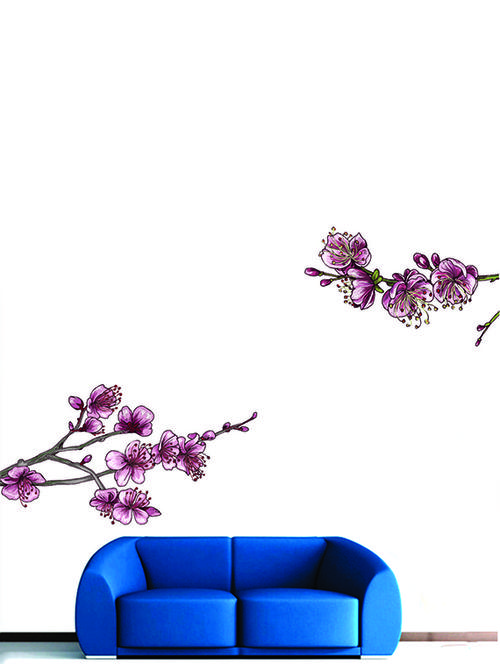 Rawpockets Wall Decals ' Pink Flower Wall Sticker ' Wall stickers (PVC Vinyl) Multicolour - 15733273 - Standard Image - 1
