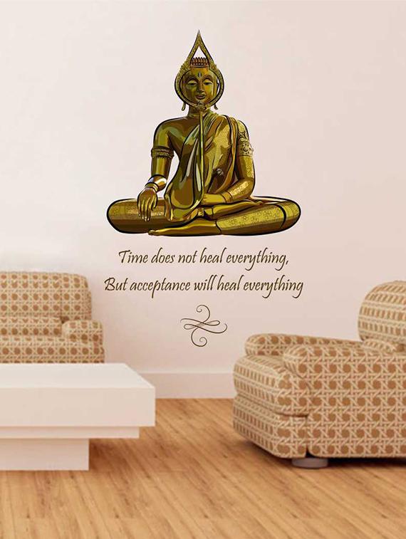 Rawpockets Wall Decals ' Buddha n Quote Wall Sticker ' Wall stickers (PVC Vinyl) Multicolour - 15733274 - Zoom Image - 1