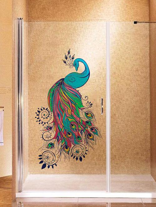 Rawpockets Wall Decals ' Bluish Peacock Wall Sticker ' Wall stickers (PVC Vinyl) Multicolour - 15733277 - Standard Image - 1