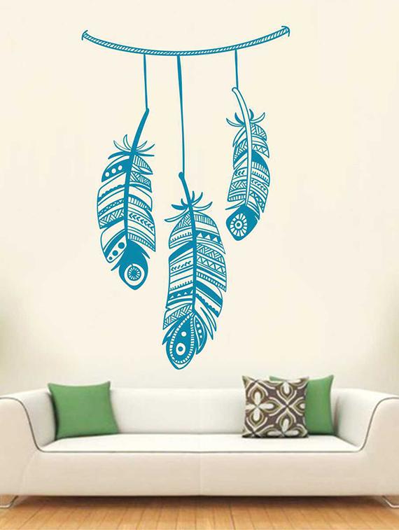 Rawpockets Wall Decals ' Good Vibes Feather Wall Sticker ' Wall stickers (PVC Vinyl) Multicolour - 15733280 - Zoom Image - 1