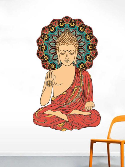Rawpockets Wall Decals ' Buddha Peaceful Wall Sticker ' Wall stickers (PVC Vinyl) Multicolour - 15733281 - Standard Image - 1