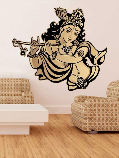 Rawpockets Wall Decals ' Lord Krishna Flute Singing Wall Sticker ' Wall stickers (PVC Vinyl) Multicolour - 15733283 - Standard Image - 1