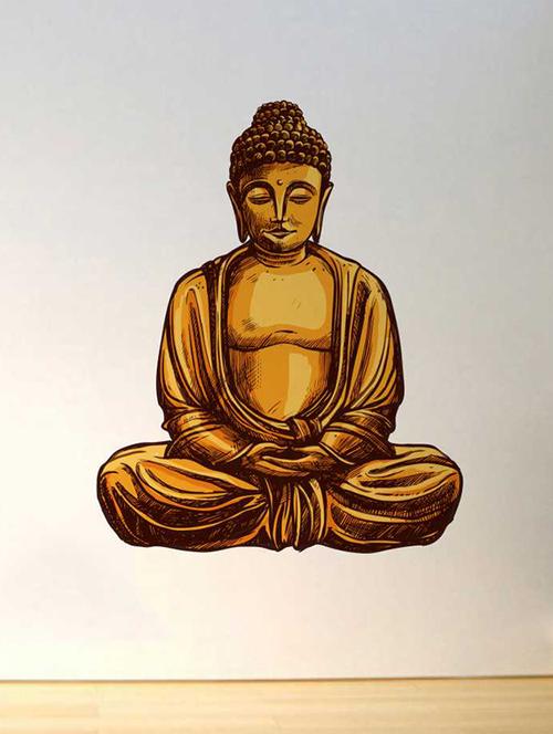 rawpockets wall decals ' buddha meditation wall sticker ' wall stickers (pvc vinyl) multicolour - 15733284 - Very Small Image - 1