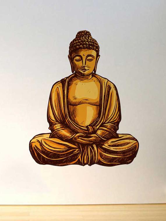 Rawpockets Wall Decals ' Buddha Meditation Wall Sticker ' Wall stickers (PVC Vinyl) Multicolour - 15733284 - Zoom Image - 1