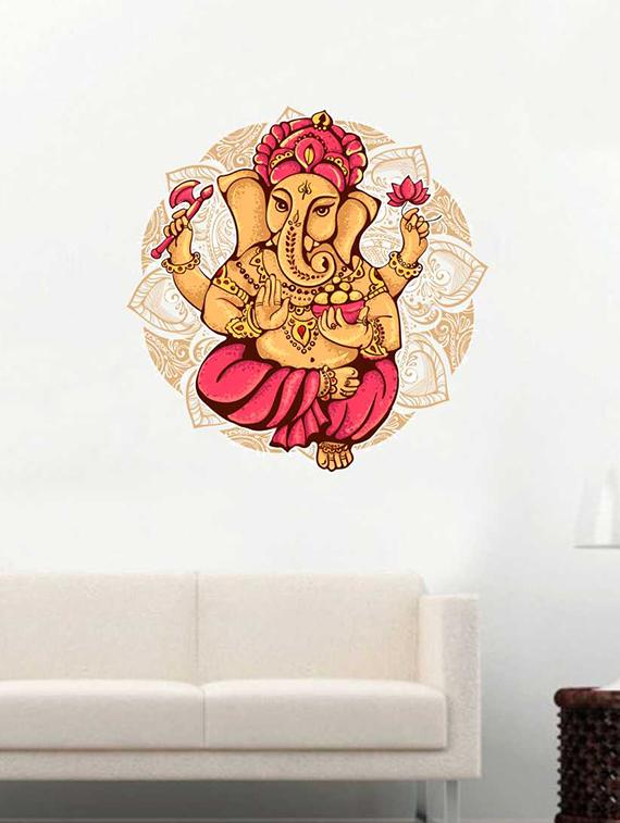 Rawpockets Wall Decals ' Lord Ganesha Decorative Wall Sticker ' Wall stickers (PVC Vinyl) Multicolour - 15733286 - Zoom Image - 1