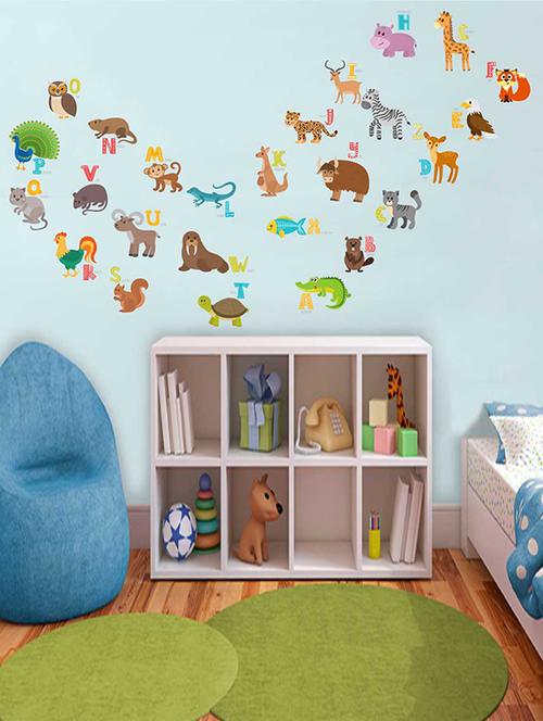 Rawpockets Wall Decals ' ABCD Animals Name Wall Sticker ' Wall stickers (PVC Vinyl) Multicolour - 15733291 - Standard Image - 1