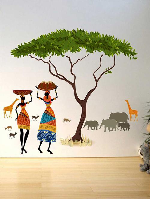 Rawpockets Wall Decals ' African Jungle Story Wall Sticker ' Wall stickers (PVC Vinyl) Multicolour - 15733292 - Standard Image - 1