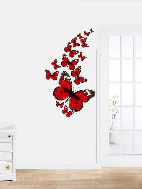 Rawpockets Wall Decals ' Red Butterfly Family Wall Sticker ' Wall stickers (PVC Vinyl) Multicolour - 15733307 - Standard Image - 1