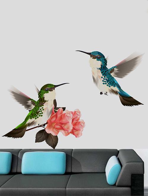 Rawpockets Wall Decals ' Multi Color Love Birds Wall Sticker ' Wall stickers (PVC Vinyl) Multicolour - 15733308 - Standard Image - 1