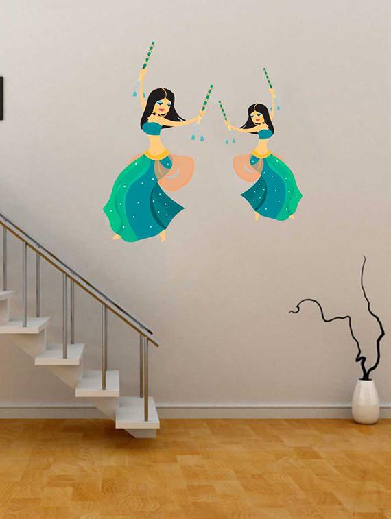 Rawpockets Wall Decals ' Garba Dancing Wall Sticker ' Wall stickers (PVC Vinyl) Multicolour - 15733313 - Zoom Image - 1