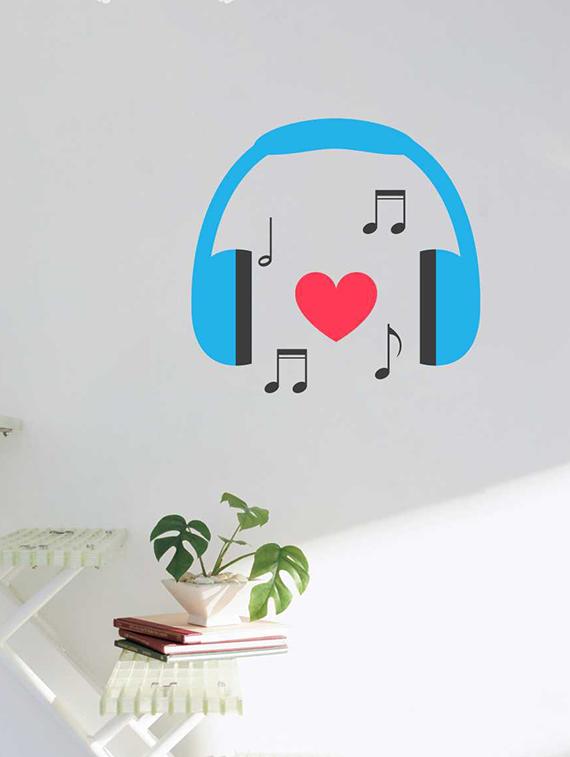 Rawpockets Wall Decals ' Headphone Music Wall Sticker ' Wall stickers (PVC Vinyl) Multicolour - 15733314 - Zoom Image - 1