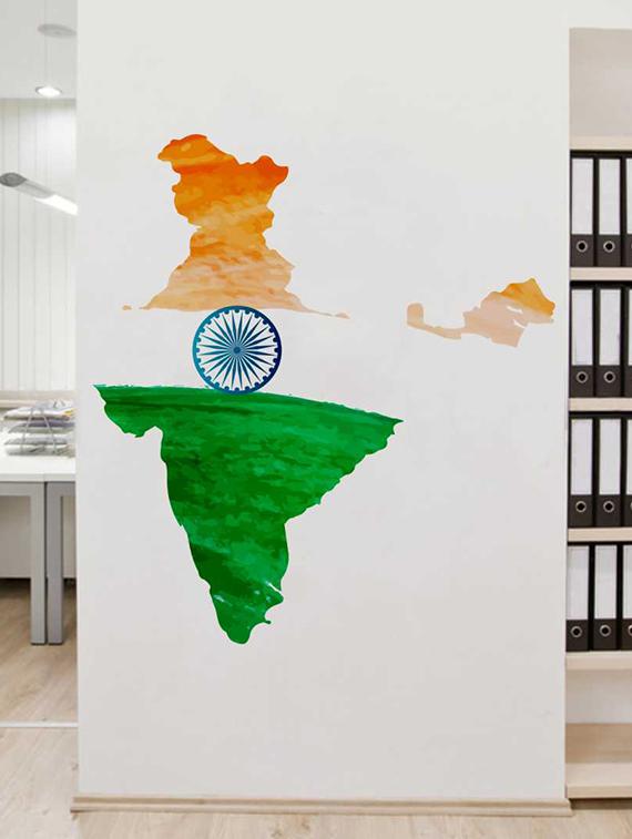 Rawpockets Wall Decals ' India Wall Sticker ' Wall stickers (PVC Vinyl) Multicolour - 15733316 - Zoom Image - 1