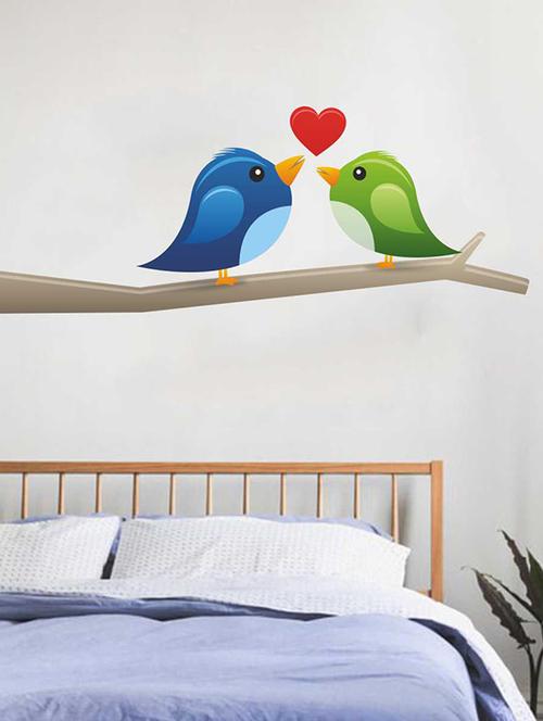 rawpockets wall decals ' love birds wall sticker ' wall stickers (pvc vinyl) multicolour - 15733318 - Very Small Image - 1