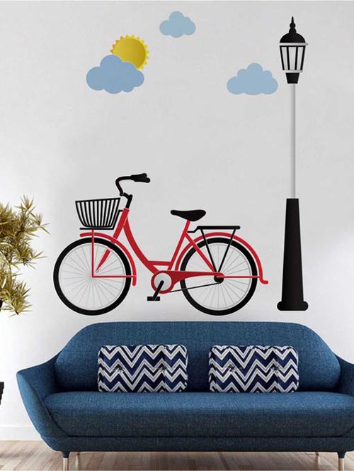 rawpockets wall decals ' cycle lamp post wall sticker ' wall stickers (pvc vinyl) multicolour - 15733326 - Very Small Image - 1