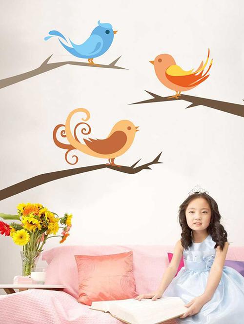 Rawpockets Wall Decals ' Birds Wall Sticker ' Wall stickers (PVC Vinyl) Multicolour - 15733327 - Standard Image - 1