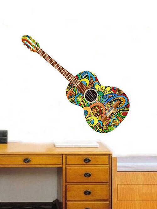 Rawpockets Wall Decals ' Colorful Guitar Wall Sticker ' Wall stickers (PVC Vinyl) Multicolour - 15733329 - Standard Image - 1