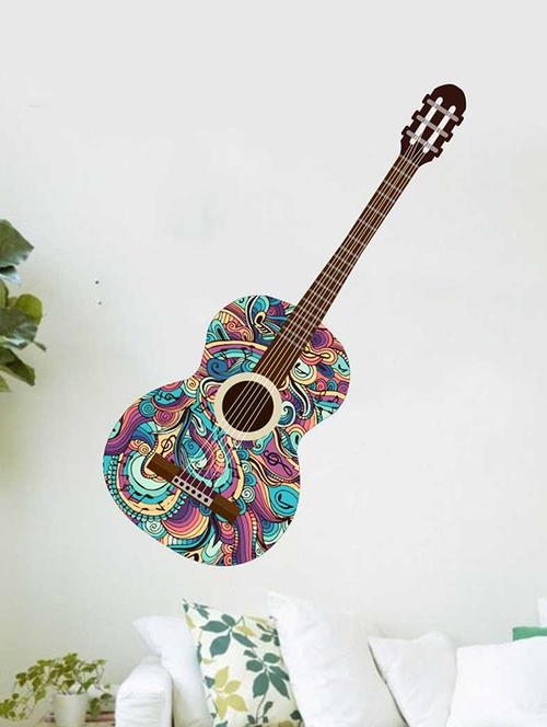 rawpockets wall decals ' stylish guitar wall sticker ' wall stickers (pvc vinyl) multicolour - 15733330 - Very Small Image - 1