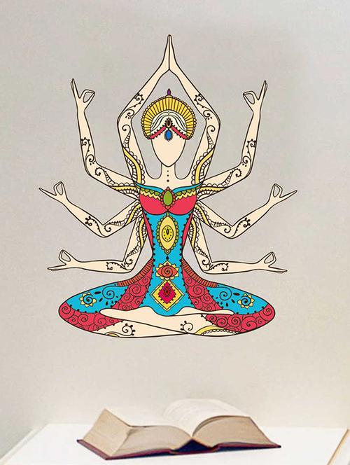 Rawpockets Wall Decals ' Kundalini Yoga Girl Wall Sticker ' Wall stickers (PVC Vinyl) Multicolour - 15733334 - Standard Image - 1