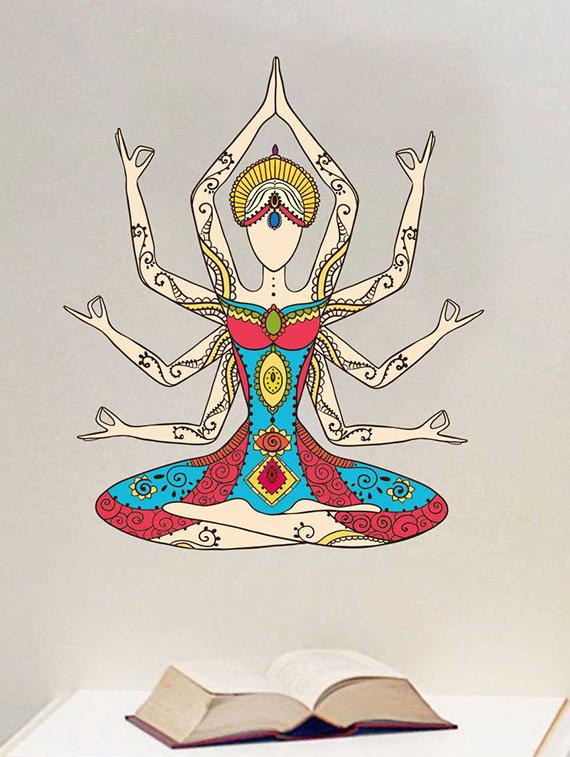 Rawpockets Wall Decals ' Kundalini Yoga Girl Wall Sticker ' Wall stickers (PVC Vinyl) Multicolour - 15733334 - Zoom Image - 1