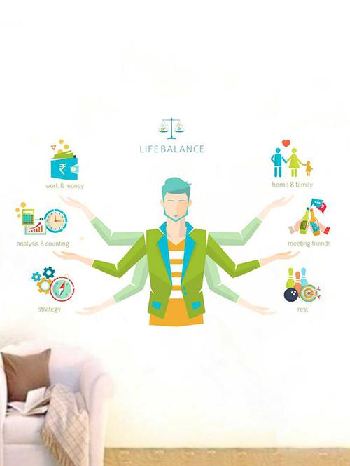 Rawpockets Wall Decals ' Life Balance Wall Sticker ' Wall stickers (PVC Vinyl) Multicolour - 15733335 - Standard Image - 1