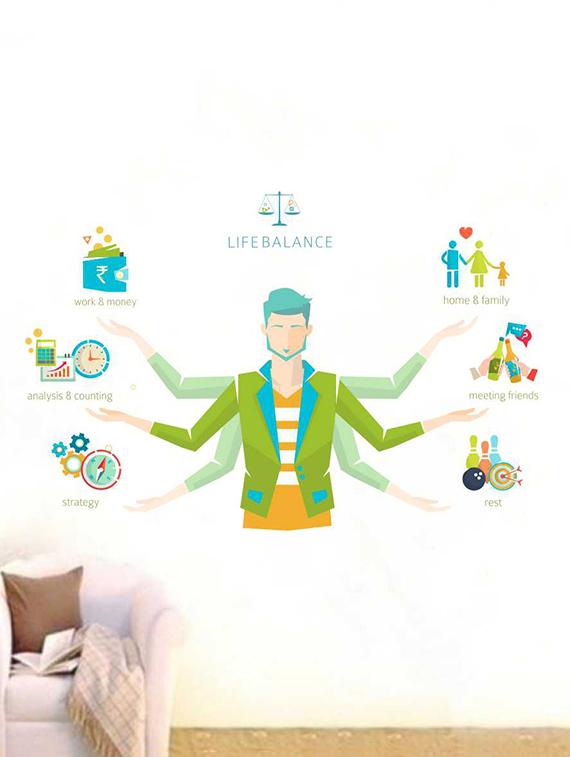 Rawpockets Wall Decals ' Life Balance Wall Sticker ' Wall stickers (PVC Vinyl) Multicolour - 15733335 - Zoom Image - 1
