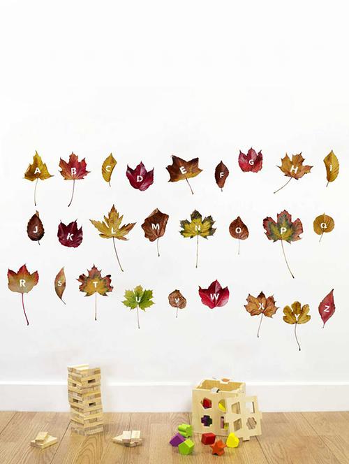 Rawpockets Wall Decals ' ABCD Leaf Wall Sticker ' Wall stickers (PVC Vinyl) Multicolour - 15733341 - Standard Image - 1