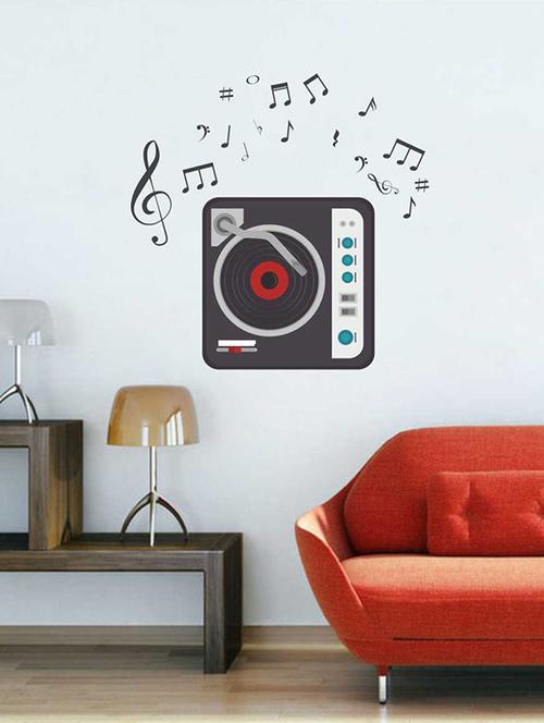 rawpockets wall decals ' music player wall sticker ' wall stickers (pvc vinyl) multicolour - 15733343 - Very Small Image - 1