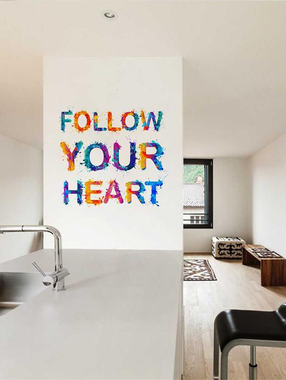 Rawpockets Wall Decals ' Follow Your Heart Wall Sticker ' Wall stickers (PVC Vinyl) Multicolour - 15733346 - Zoom Image - 1