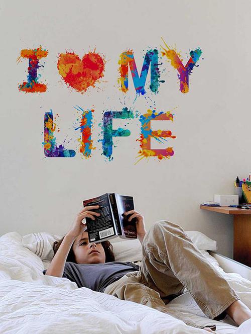 Rawpockets Wall Decals ' I Luv My Life Wall Sticker ' Wall stickers (PVC Vinyl) Multicolour - 15733348 - Standard Image - 1