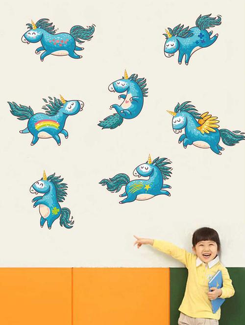 rawpockets wall decals ' cartoon unicorn wall sticker ' wall stickers (pvc vinyl) multicolour - 15733359 - Very Small Image - 1