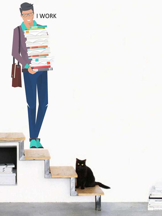 Rawpockets Wall Decals ' I work Wall Sticker ' Wall stickers (PVC Vinyl) Multicolour - 15733362 - Zoom Image - 1