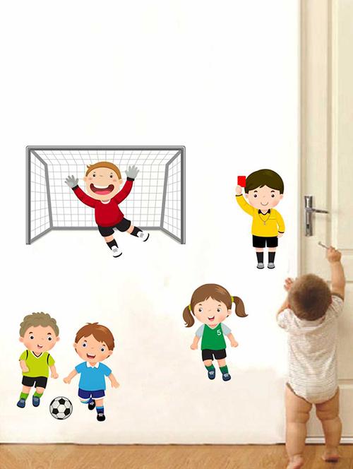 Rawpockets Wall Decals ' Kids Play Football Wall Sticker ' Wall stickers (PVC Vinyl) Multicolour - 15733363 - Standard Image - 1