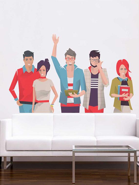 Rawpockets Wall Decals ' Friends Group Wall Sticker ' Wall stickers (PVC Vinyl) Multicolour - 15733364 - Zoom Image - 1