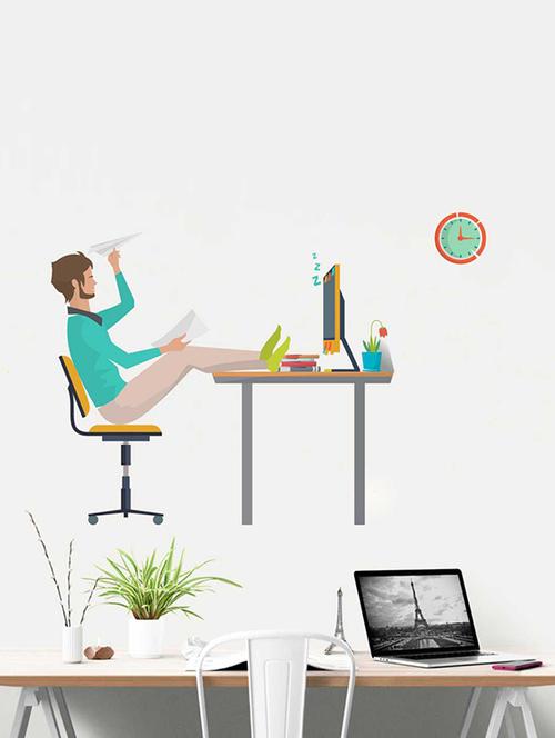 Rawpockets Wall Decals ' Office Desk Relaxation Wall Sticker ' Wall stickers (PVC Vinyl) Multicolour - 15733365 - Standard Image - 1
