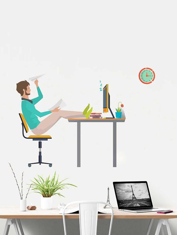 Rawpockets Wall Decals ' Office Desk Relaxation Wall Sticker ' Wall stickers (PVC Vinyl) Multicolour - 15733365 - Zoom Image - 1