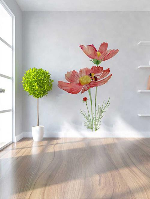 Rawpockets Wall Decals ' Honey Bee on Red Flower Wall Sticker ' Wall stickers (PVC Vinyl) Multicolour - 15733378 - Standard Image - 1