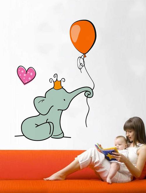 Rawpockets Wall Decals ' Baby Elephant Love Wall Sticker ' Wall stickers (PVC Vinyl) Multicolour - 15733382 - Standard Image - 1