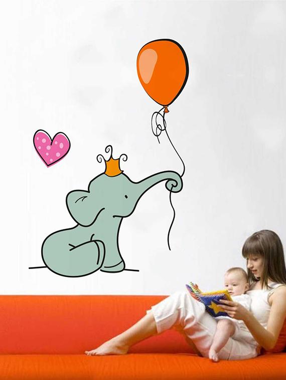 Rawpockets Wall Decals ' Baby Elephant Love Wall Sticker ' Wall stickers (PVC Vinyl) Multicolour - 15733382 - Zoom Image - 1