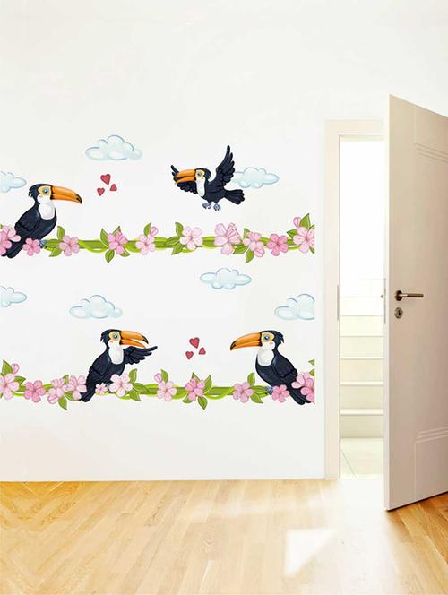 Rawpockets Wall Decals ' Wood Pecker Bird Love Wall Sticker ' Wall stickers (PVC Vinyl) Multicolour - 15733387 - Standard Image - 1