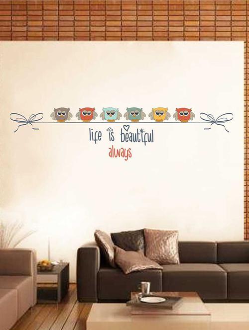 Rawpockets Wall Decals ' Life is a beautiful Quote n Bird Wall Sticker ' Wall stickers (PVC Vinyl) Multicolour - 15733388 - Standard Image - 1