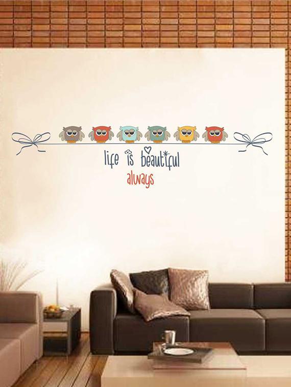 Rawpockets Wall Decals ' Life is a beautiful Quote n Bird Wall Sticker ' Wall stickers (PVC Vinyl) Multicolour - 15733388 - Zoom Image - 1