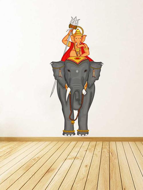 Rawpockets Wall Decals ' Lord Ganesha's Elephant Ride Wall Sticker ' Wall stickers (PVC Vinyl) Multicolour - 15733390 - Standard Image - 1
