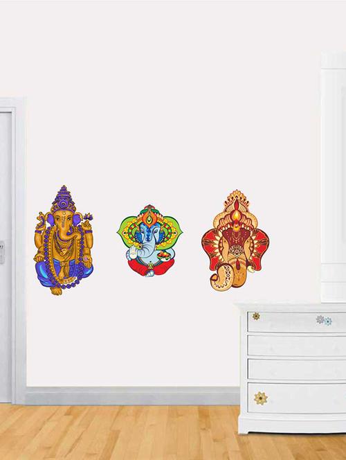 Rawpockets Wall Decals ' Lord Ganesha Combo Wall Sticker ' Wall stickers (PVC Vinyl) Multicolour - 15733391 - Standard Image - 1