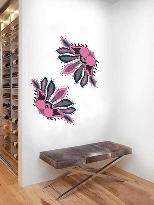 Rawpockets Wall Decals ' Border Decorative Pink Flower Wall Sticker ' Wall stickers (PVC Vinyl) Multicolour - 15733392 - Standard Image - 1