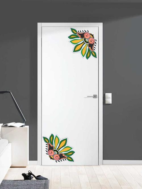 Rawpockets Wall Decals ' Border Decorative Green Flower Wall Sticker ' Wall stickers (PVC Vinyl) Multicolour - 15733396 - Standard Image - 1