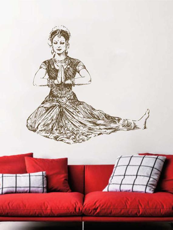 Rawpockets Wall Decals ' Bhartanatyam Pose Wall Sticker ' Wall stickers (PVC Vinyl) Multicolour - 15733407 - Zoom Image - 1