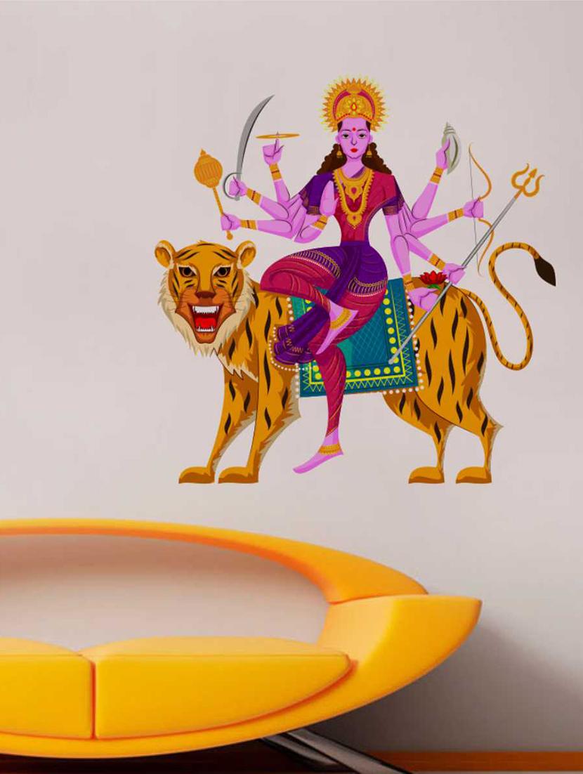 Rawpockets Wall Decals ' Goddess "Durga Maa Devi" Wall Sticker ' Wall stickers (PVC Vinyl) Multicolour - 15733410 - Zoom Image - 1