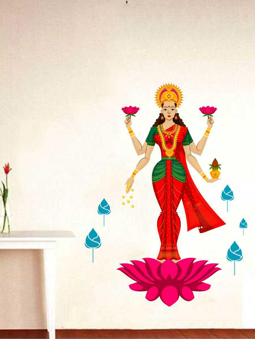 Rawpockets Wall Decals ' Goddess "Lakshmi Maa" Wall Decal Sticker ' Wall stickers (PVC Vinyl) Multicolour - 15733411 - Zoom Image - 1